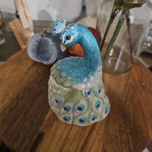 Elegant Blue Peacock Jewelry Trinket Box